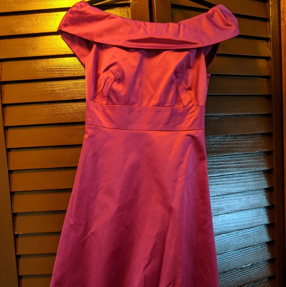 Magenta off shoulder dress